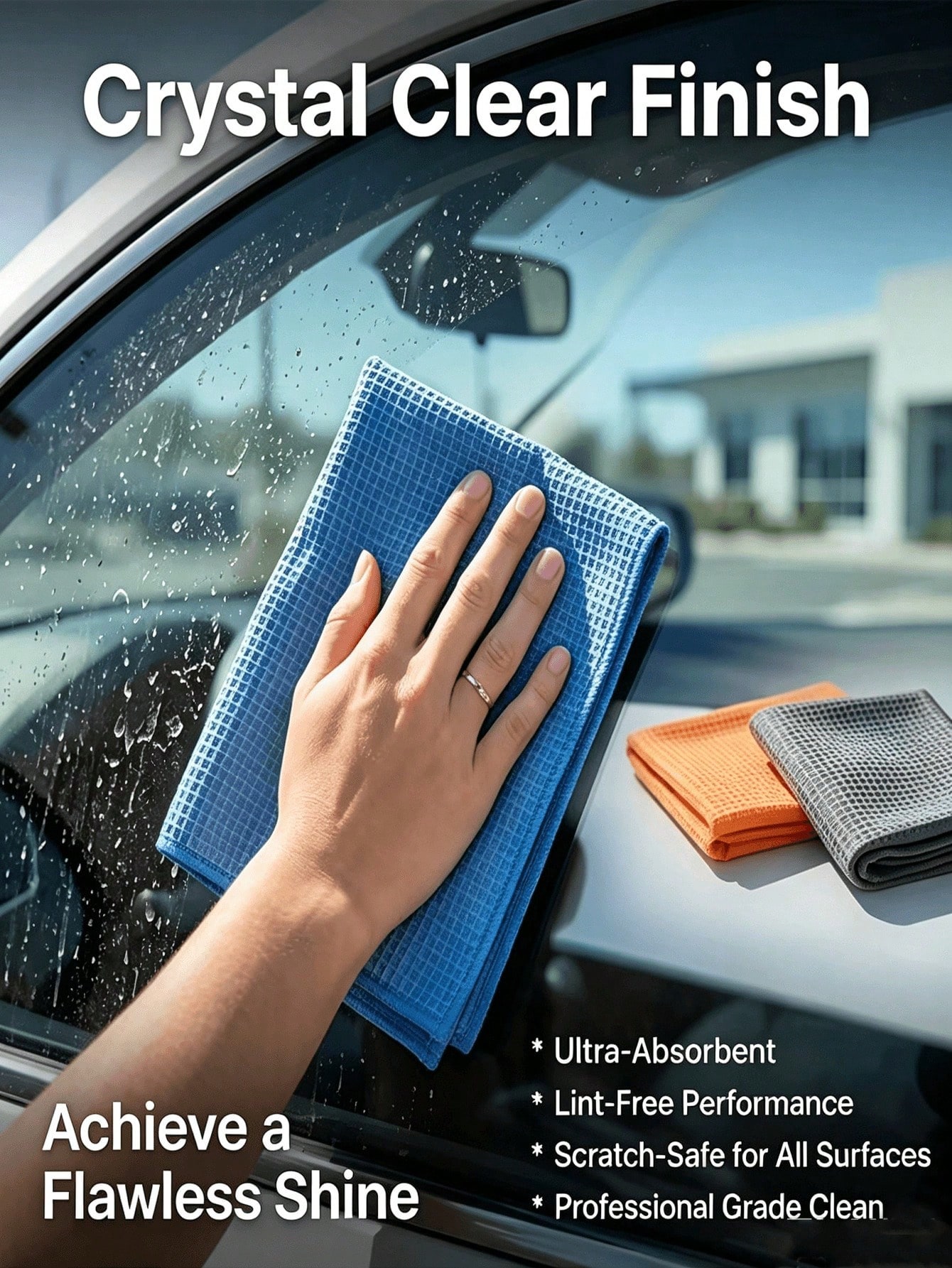 Microfiber Towel Detailing - 40x40cm マイクロファイバースエード 車用ガラスクリーニングクロス 糸くずなし 糸跡なし ウインドシールド