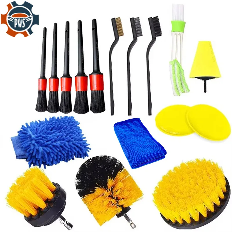 新しいカーディテイリングブラシキット自動車クリーニング用ブラ - Detailing Brush Set のレビューと価格
